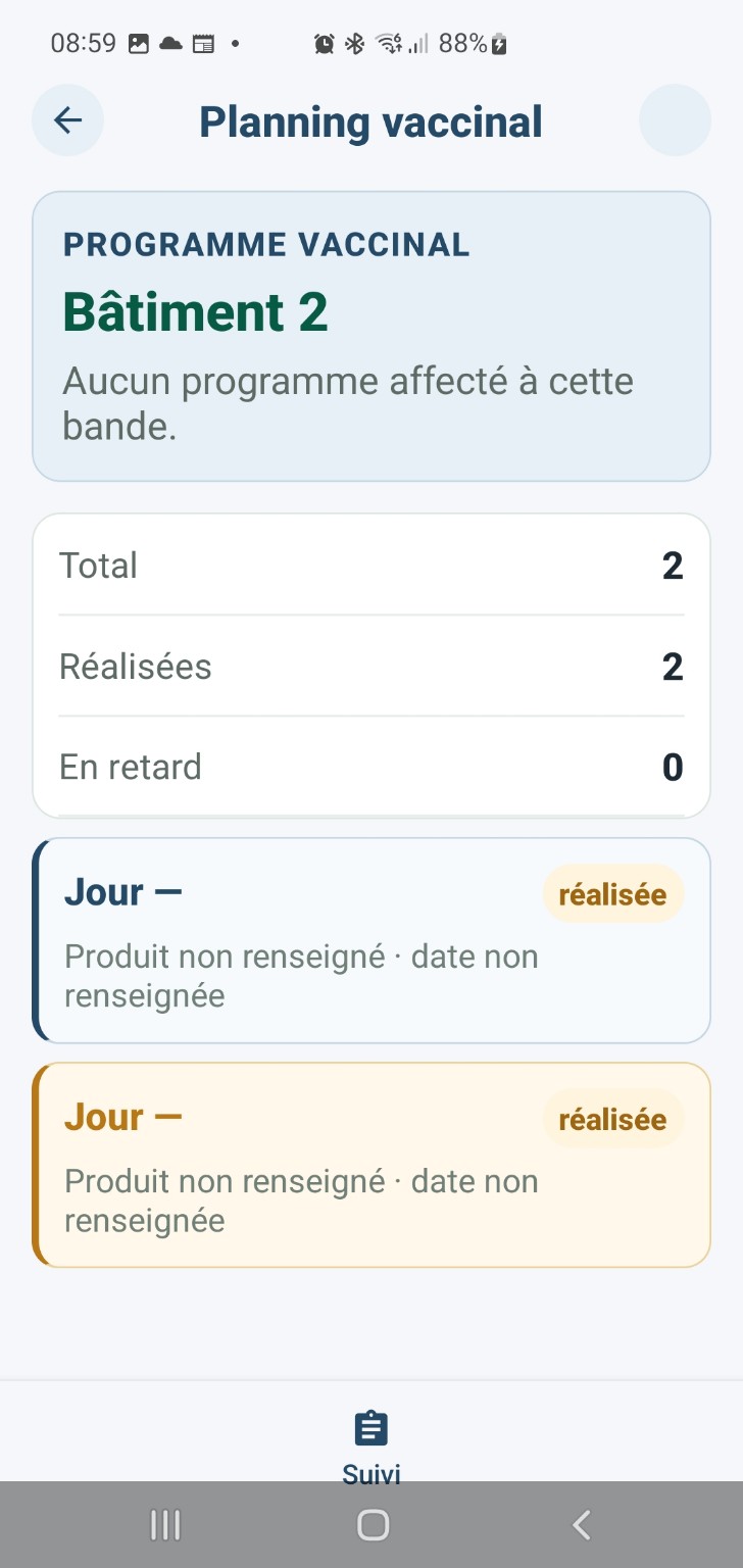 Planning vaccinal dans AviGest Pro